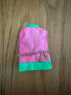 Vtg Topper Dawn Rare Variant Dancing Jessica Pink Green Mini Dress Chain Belt